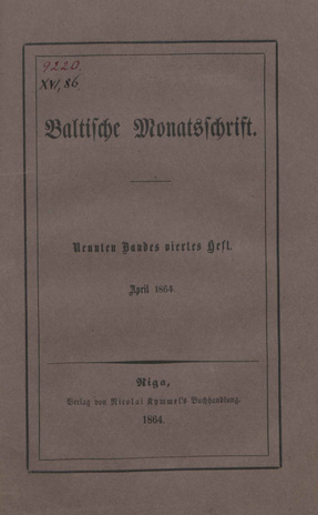 Baltische Monatsschrift ; 4 1864-04
