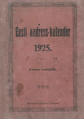 Eesti aadress-kalender ; 1925