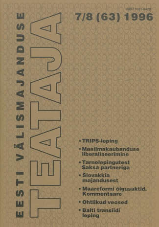 Eesti Välismajanduse Teataja ; 7-8 (63) 1996