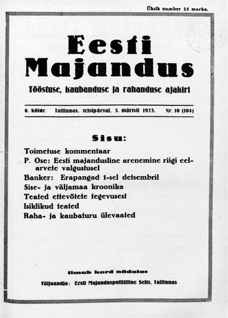 Eesti Majandus ; 10 (104) 1925-03-03