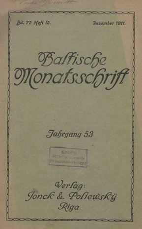 Baltische Monatsschrift ; 12 1911-12