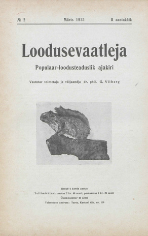 Loodusevaatleja : populaar-loodusteaduslik ajakiri ; 2 1931-03