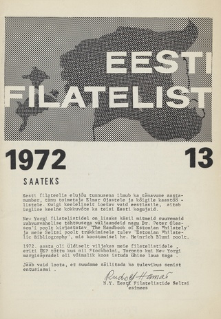 Eesti filatelist = The Estonian philatelist ; 13 1972