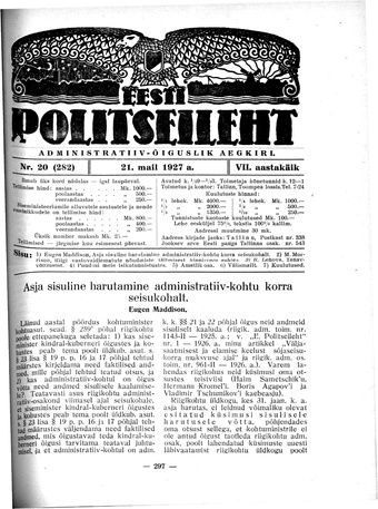 Eesti Politseileht ; 20 1927
