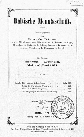 Baltische Monatsschrift ; 1871-05/06