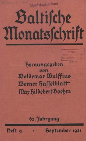 Baltische Monatsschrift ; 9 1931-09