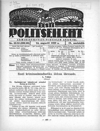 Eesti Politseileht ; 33-34 1929