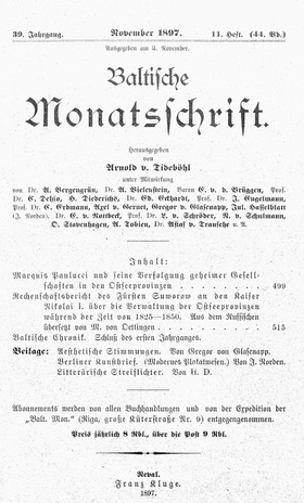 Baltische Monatsschrift ; 11 1897-11