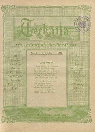 Teekäija : Eesti Baptisti Koguduse Ühenduse häälekandja ; 18 1928-09-15