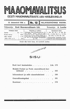 Maaomavalitsus ; 12 1936-12-22