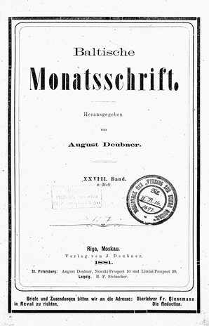 Baltische Monatsschrift ; 4 1881