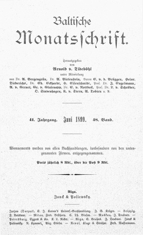 Baltische Monatsschrift ; 6 1899-06