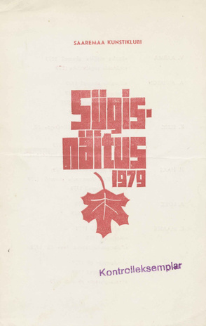 Sügisnäitus 1979 : kataloog 