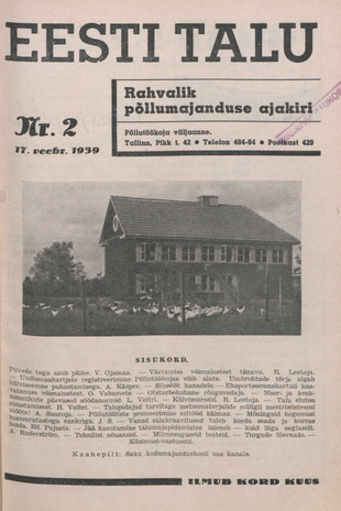 Eesti Talu : rahvalik põllumajanduse ajakiri ; 2 1939-02-17