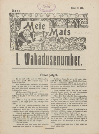 Vana Meie Mats : nalja- ja pilkekunsti nädalkiri ; 25 1917
