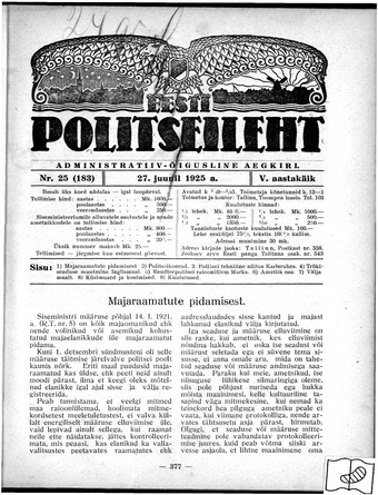 Eesti Politseileht ; 25 1925
