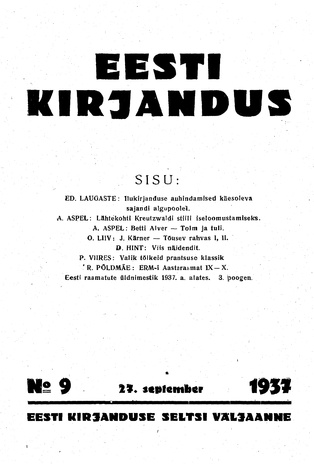 Eesti Kirjandus ; 9 1937
