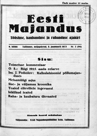Eesti Majandus ; 2 (96) 1925-01-08