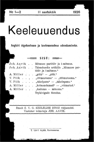 Keeleuuendus ; 1-2 1926