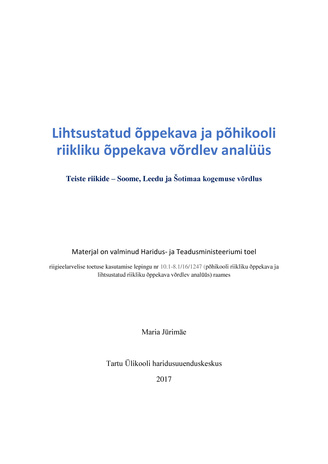 Lihtsustatud õppekava ja põhikooli riikliku õppekava võrdlev analüüs : teiste riikide - Soome, Leedu ja Šotimaa kogemuse võrdlus 