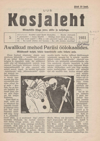 Uus Kosjaleht ; 5 1931