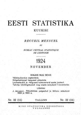 Eesti Statistika : kuukiri ; 32 (11) 1924-11