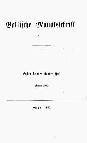Baltische Monatsschrift ; 4 1860-01