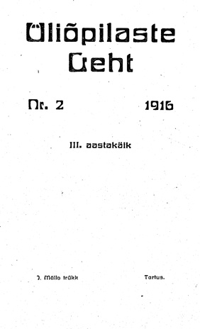 Üliõpilaste Leht ; 2 1916-02