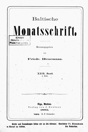Baltische Monatsschrift ; 4 1882
