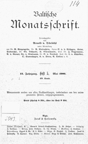Baltische Monatsschrift ; 5 1900-05