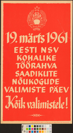 19. märts 1961 Eesti NSV kohalike töörahva saadikute nõukogude valimiste päev