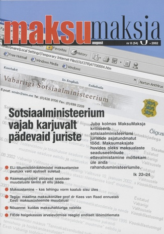 Maksumaksja : Eesti Maksumaksjate Liidu ajakiri ; 8 (54) 2002-08