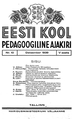 Eesti Kool ; 10 1939-12