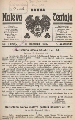 Narva Maleva Teataja ; 1 (166) 1939-01-05