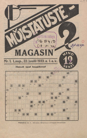 Mõistatuste Magasin ; 1 1933-07-22