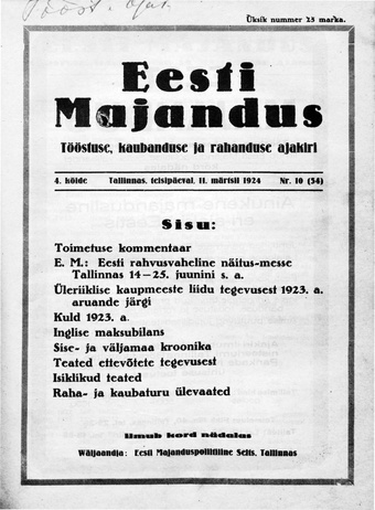 Eesti Majandus ; 10 1924-03-11