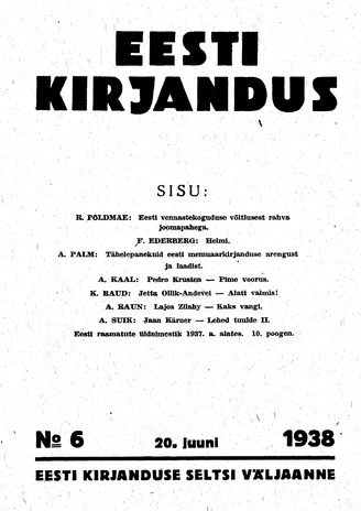 Eesti Kirjandus ; 6 1938