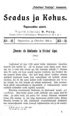 Seadus ja Kohus ; 9-10 1910-09/10