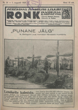 Ronk : perekonna ja noorsoo ajakiri ; 31 1925-08-01
