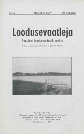 Loodusevaatleja : populaar-loodusteaduslik ajakiri ; 5 1937-11-10