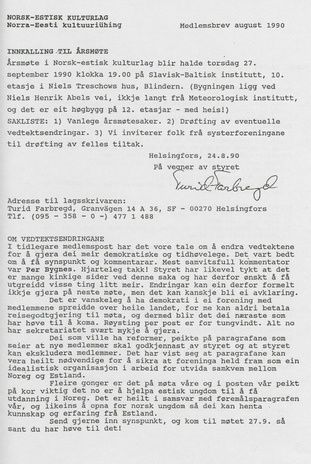 Medlemsbrev for Norsk-Estisk Kulturlag ; 1990-08