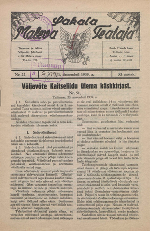 Sakalamaa Maleva Teataja ; 22 1939-12-01