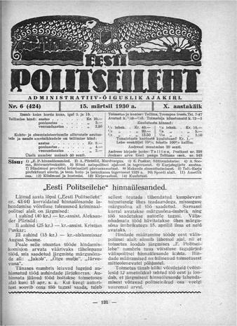Eesti Politseileht ; 6 1930