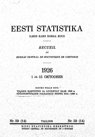 Eesti Statistika : kuukiri ; 59 (14) 1926-10