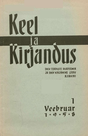 Keel ja Kirjandus ; 1 1958-02