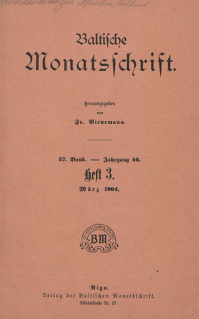 Baltische Monatsschrift ; 3 1904-03