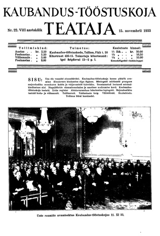 Kaubandus-tööstuskoja Teataja ; 22 1933-11-15