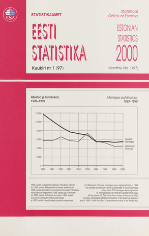 Eesti Statistika Kuukiri = Monthly Bulletin of Estonian Statistics ; 1(97) 2000-02