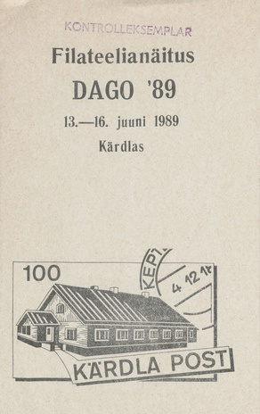 Filateelianäitus "Dago '89", 13.-16. juuni 1989 Kärdlas : näituse kataloog