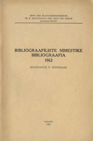 Bibliograafiliste nimestike bibliograafia 1962 